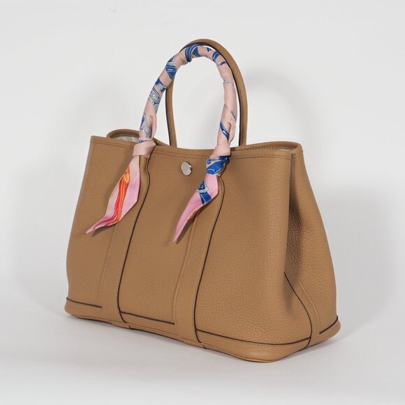 Hermès Garden Party 30 Gold Negonda Leather Tote with LV Twilly - Picture 3 of 14